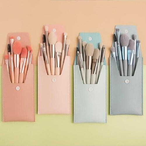 8 Pcs Mini Makeup Brushes Travel Portable Makeup Beauty Tool Synthetic Fiber Bristles Comfortable Brush With Bag