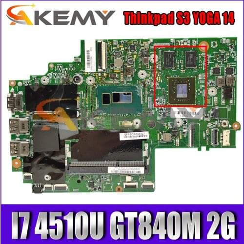 Akemy For 13323-2 448.01127.0021 Applies To Thinkpad S3 YOGA 14 Laptop Motherboard CPU I7 4510U DDR3 GT840M 2G 100% Test Work