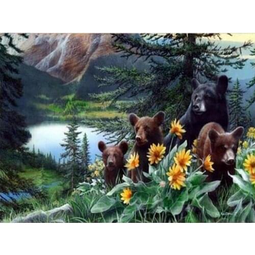 Full Square Drill 5D DIY Diamond Painting Bear Flowers Mountain Cross Stitch Diamond Embroidery Rhinestones Puzzle Stickers