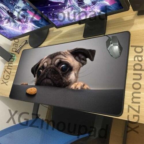 XGZ Animal Large Gaming Mouse Pad Exquisite Black Lock Edge French Bulldog HD Custom Computer Desk Mat Natural Rubber Non-slip