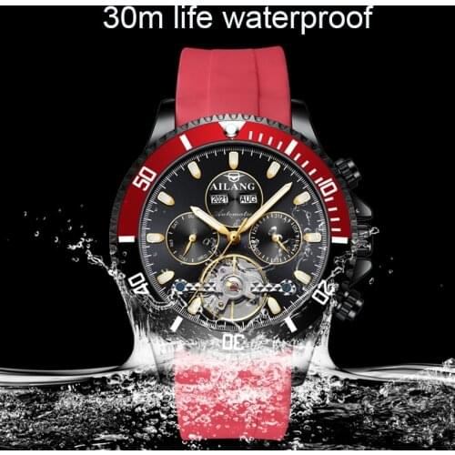 AILANG 2021 New Tourbillon Mechanical Watch Mens Sports Watch Automatic Fashion Business Male Clock Silicon Relogio Masculino