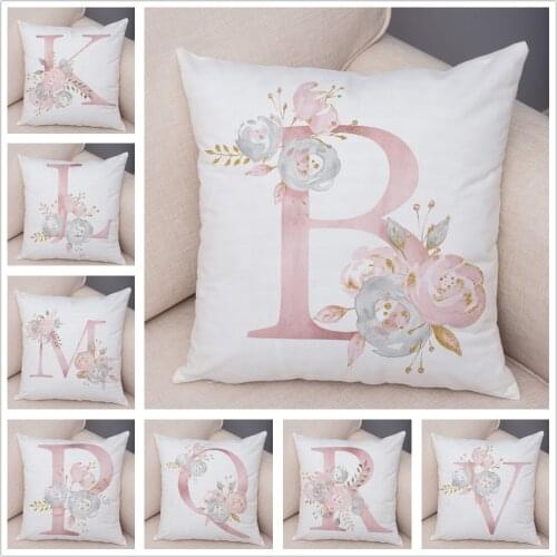 Pink Letter Decor Geometric Pillow Cushion Covers Pillowcase Cushions for Sofa Home Car Super Soft Short Plush Pillow cover