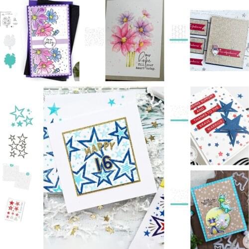 Flower Plant Star New Metal Cutting Dies and Clear Stamps Cut Die Mold Blade Knife Punch Scrapbook Paper Craft Stencils Dies