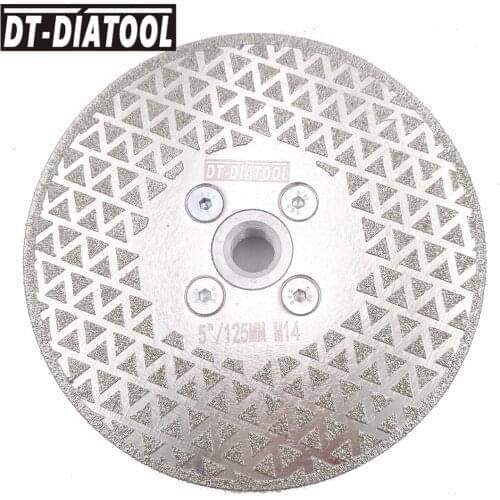 DT-DIATOOL 1pc M14 Flange Dia 5"/125mm Both Side Electroplated Diamond Saw Blade Granite Marble Tile Cutting & Grinding Disc