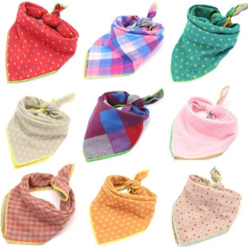Dog double-sided cotton linen square towel dog small scarf dog cat triangle saliva towel Cotton Yarn four corner square towel