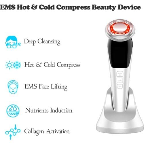 EMS LED Light Beauty Instrument Ultrasonic Facial Skin Lifting Face Cleansing Massage Acne Clearance Wrinkle Reduction Machine