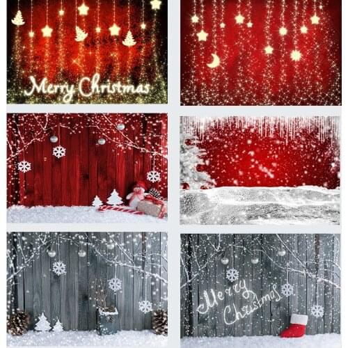 Christmas Theme Backdrop Snowflake Wood Snowman Tree Branch Pine Tree Red Wooden Photography Background For Photo Studio