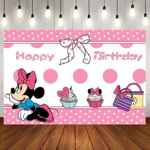 Minnie Mickey Birthday Background Cloth Tapestry Cartoon Animals Mickey Mouse Birthday Party Decoration Photography Background