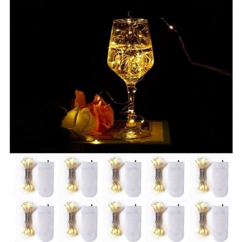 1M 10Led 2M 20 Leds Copper Led Fairy Lights CR2032 Button Battery Operated LED String Light Xmas Wedding party Decoration