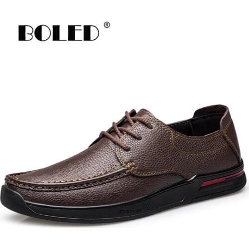 Natural Leather Men Casual Shoes Lace Up Resistent Rubber Flats Shoes For Male High Quality Outdoor Walking Men Shoes