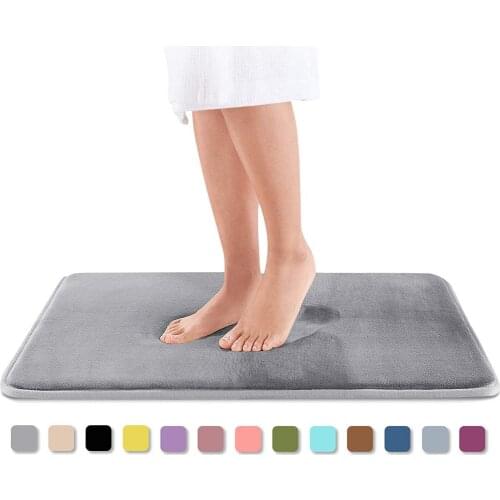 Hot Comfortable Coral Velvet Memory Foam Bath Mat Non Slip Absorbent Super Cozy Velvet Absorbent Washable Rug Toilet Floor Mat