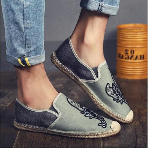 Fashion Men Scorpion Driving loafers flats espadrilles linen shoes Casual Fisherman Moccasins Homme Men canvas shoes LA-67
