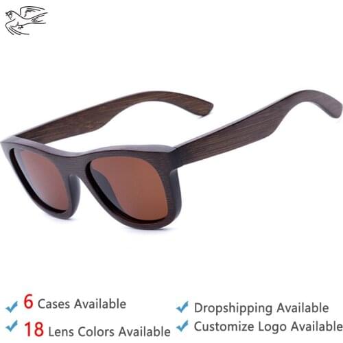 Bamboo Wood Sunglasses for Mens Brand Designer Polarized Men Sunglasses 2020 Eyewear Leather Case Dropshipping Sun Glasses GB049