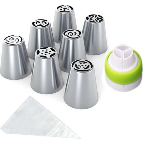 18-piece Russian Decorative Mouth Set Integrated Cake Decorating Nozzle Three-color Converter Kit