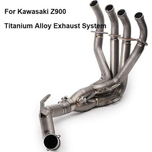 Real Titanium Alloy Motorcycle Exhaust Muffler Modified Full System Front link pipe Middle Pipe Tube For Kawasaki Z900 2017