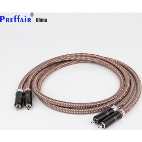 Preffair Pair Hifi RCA Cable Accuphase OCC Pure Copper RCA Interconnect Audio Cable Rhodium Plated Plug