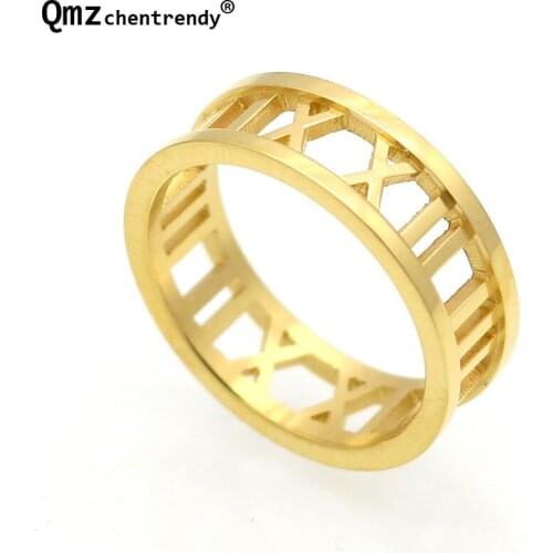 Luxury Korean Version Stainless Steel Roman Hollow Numeral Finger H Ring men and women couple Number Tail Ring jewelry wholesale