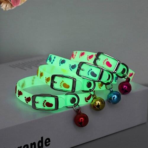 Dogs & Cats Collar with Glowing Bells Glow At Night Cat Collar Necklace Pet Chain Light Luminous Dog Neck Ring Pet Accessories