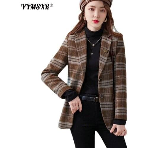 High-quality Plus Size Womens 2021 Autumn and Winter New Long-sleeved Professional Small Suit Formal Wear Female Coat