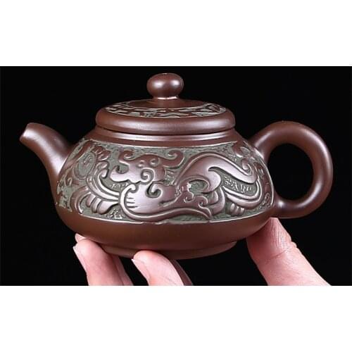 Yixing Purple Sand Pot Handmade Bronze Antique Teapot Large Bubble Teapot Single Pot Ceramic Household Tea Set Teacup Set
