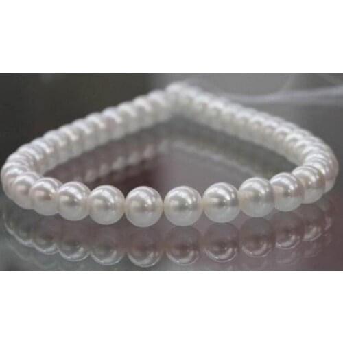 Jewelry Free Shipping Hot sale Beautiful south sea Cultured AAA+ 6.5mm-7mmwhite pearl necklace 18"