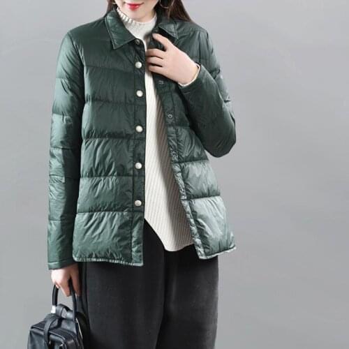 2021 Winter Women Jackets Ultralight Thin Single-Breasted Windproof White Duck Down Warm Short Casual Female Portable Outwear