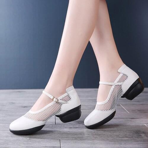 Dancing Shoes 8019 Genuine Leather Soft Bottom Spring Autumn Dancing Shoes Female Square Dance Sailor Modern Dance Jazz Shoe