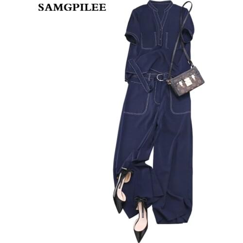 2020 Direct Selling New Summer Short Sleeve Casual Pullover V-neck Elastic Waist Solid Length Women Set L-4xl