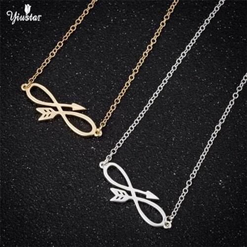 Yiustar New Fashion Gold and Sideways Arrow Charm with Infinity Symbol Necklace Dainty Gold Necklace jewelry wholesale
