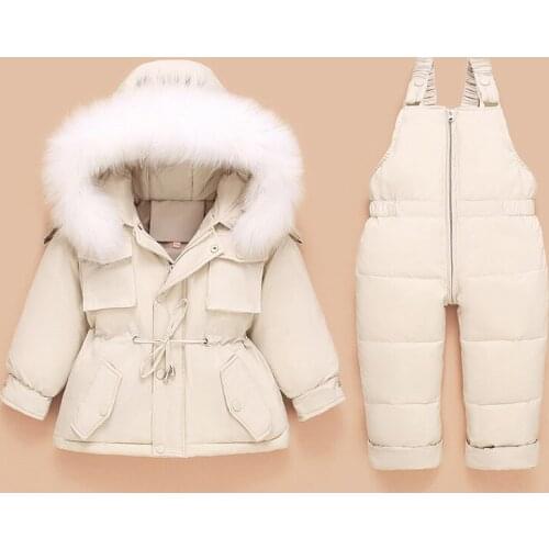Winter Children Down Coat Jacket+jumpsuit Kids Toddler Girl Boy Clothes Down 2pcs Outfit Suit Warm Baby Overalls Clothing Sets