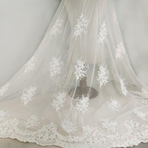 2yards Fashion French Lace Fabric 2019 High Quality Cotton Embroidered African Transparent Tulle Net Lace Fabric For Wedding