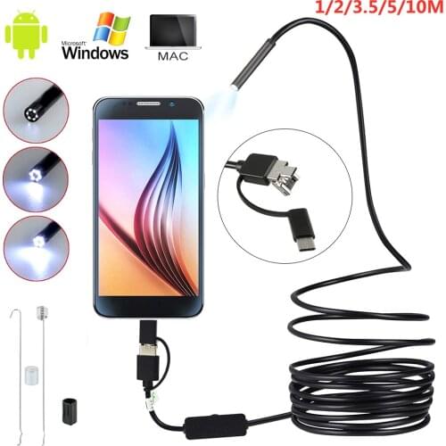3 IN 1 USB Endoscope Camera Screen Professional Dual Lens Inspection Camera Handheld Endoscopic Inspection Camera with 6 LED