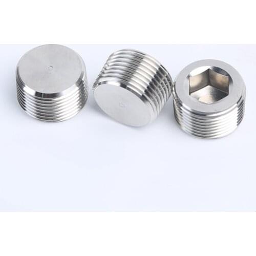 304 Stainless Steel Hexagon Pipe 1/8" 1/4" 3/8" 1/2" 3/4" 1" - 2" BSPT / NPT Male Countersunk End Plug Fitting Water Gas Oil