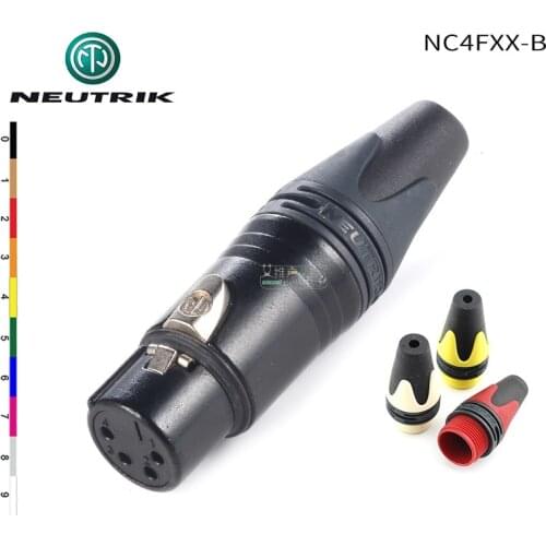 NEUTRIK NC4FXX-B 4 pole female XLR cable connector black metal housing gold contacts HIFI Different Tail Sleeves available