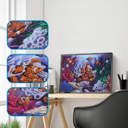 5D Special Shaped Diamond Embroidery Underwater World Partial Drilled Diamond Painting Cross Stitch Kit DIY Art Craft Home Decor