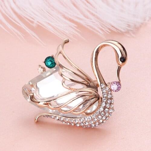 FARLENA Jewelry Fashion Crystal Swan Brooches for Women Scarf pins Elegant Clothing Accessories Brooch Badges