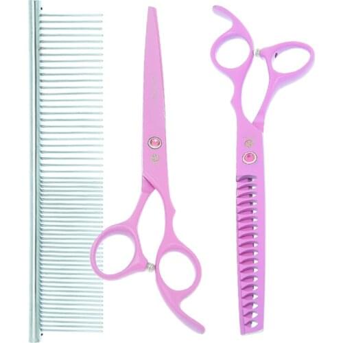 Purple Dragon 7 inch Japan Steel Animals Cutting Shears Fish Bone Thinning Scissors Dog Fur Clipper Pet Grooming Scissors B0036B