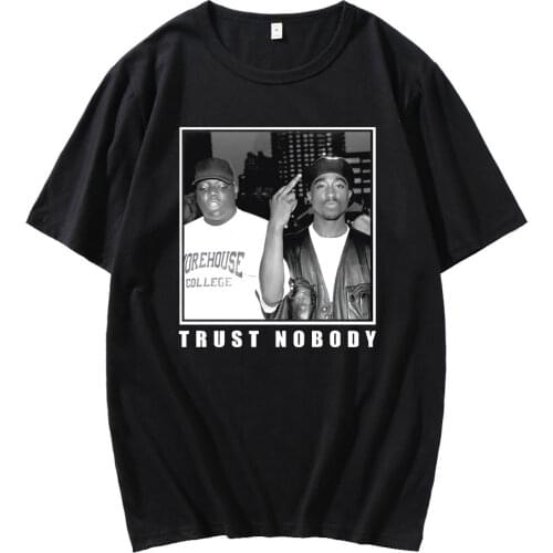 Gangsta Rap 2Pac Short Sleeve Mens Korean Fashion T-shirt Top Men Women Gangsta 2Pac Tupac Shakur Fashion Crewneck T Shirt