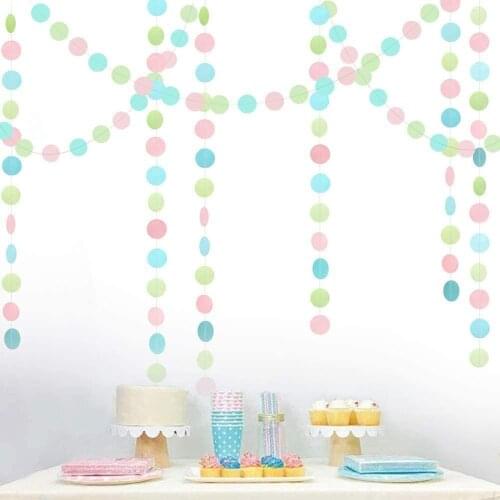 Unicorn Color Pastel Pink Blue Paper Circle Dots Garland Baby Shower Birthday Nursery Party Decorations Streamer Hanging Banner