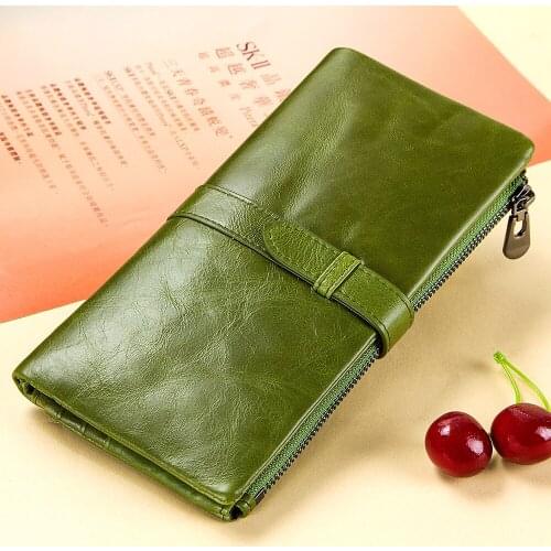 GZCZ New Wallets Women Purse Brand Coin Purse Zipper Wallet Female Long Walet Lady Genuine Leather Slim Purse With Phone Holder