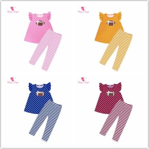 Kaiya Angel 2018 Summer Style Girls Clothing Sets Raglan Sleeve Dot Tops And Striped Pants Boutique Kids Back To School Outfits
