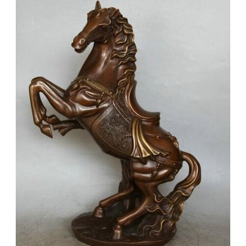 USPS to USA S2505 19" Chinese Purple Bronze Animal run success Zodiac Year Horse sculpture Statue