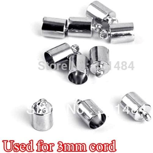 Bulk 1000piece used for 2mm cord ends, dull silver plated end bead caps for leather cord jewelry diy making findings