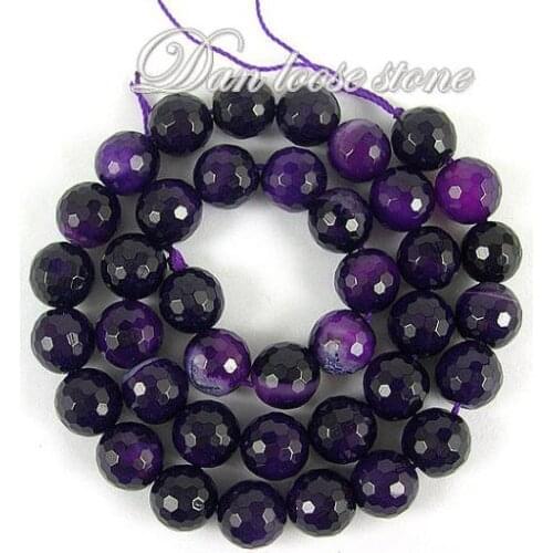 Beautiful Purple Stone Round Faceted Loose Beads 10mm 39pcs Strand