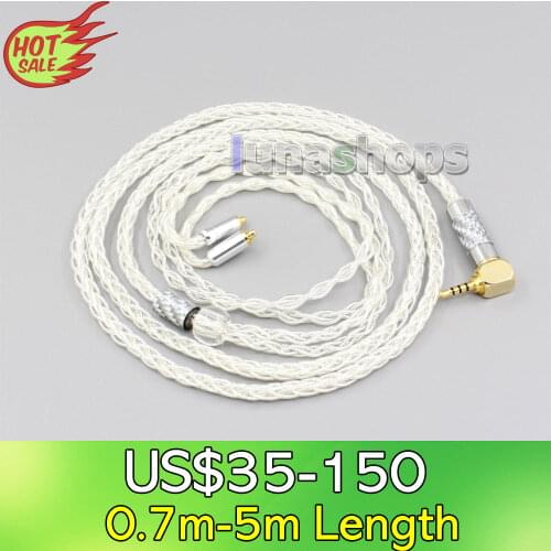 LN006247 8 cores 99.99% Pure Silver Earphone Cable For Shure se535 se846 MMCX AKG N5005 N40 N30 Custom armature in ear custom