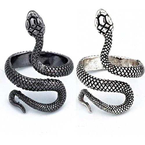 Retro Punk Exaggerated Spirit Snake Rings Fashion Animal open Rings For Men Women Accessories Trend Jewelry Gift