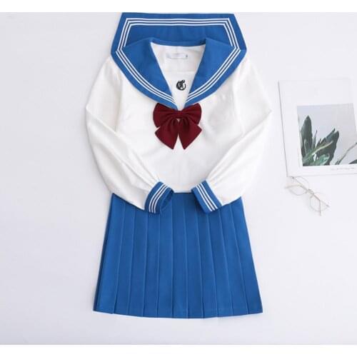 Sailor Suit Anti-wrinkle Navy Collar JK College Style Suit Basic Pleated Skirt for Women