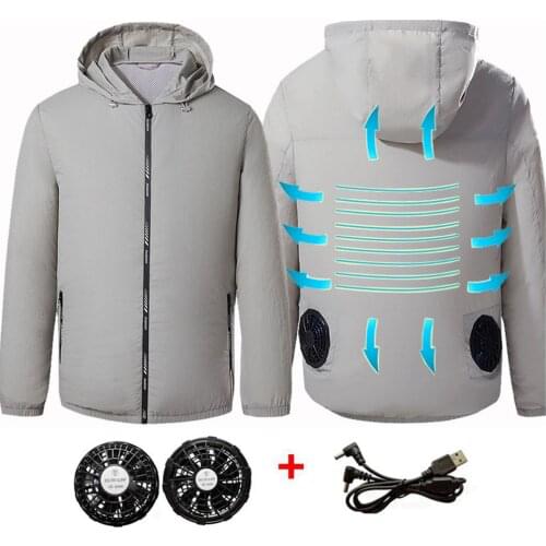 2021 Outdoor Summer USB Electric fan cooling Jackets men Air Conditioning Fan Clothes USB Pure Cotton Heatstroke Proof Coat