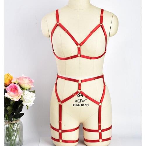 2018 NEW Sexy Full Body Harness Belt Exotic Apparel Garter Belt Gothic Bondage Harness Women Bodysuit