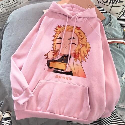 2021 Manga Cartoon Demon Slayer Anime Newest Hoodies Women Men Sweatshirt Rengoku Kyoujurou Print Oversized Clothing
